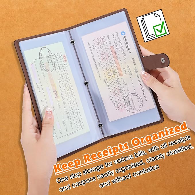 Leather Coupon & Receipt Organizer, Portable Receipt Holder - Image 4