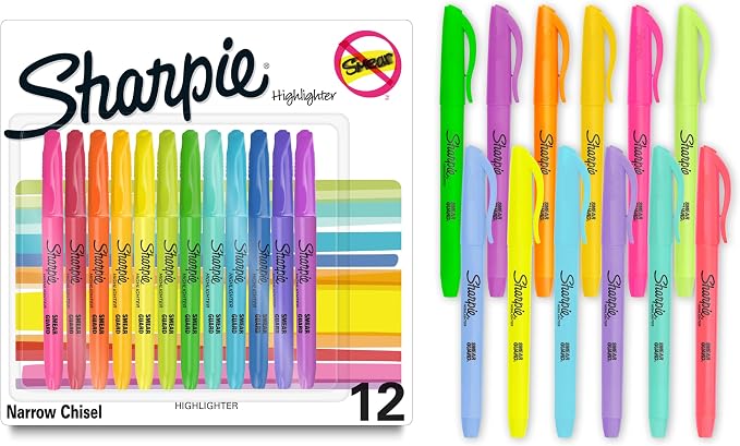 Sharpie Pocket Highlighters, Chisel Tip, Essential Teacher and Office Supplies by Unknown