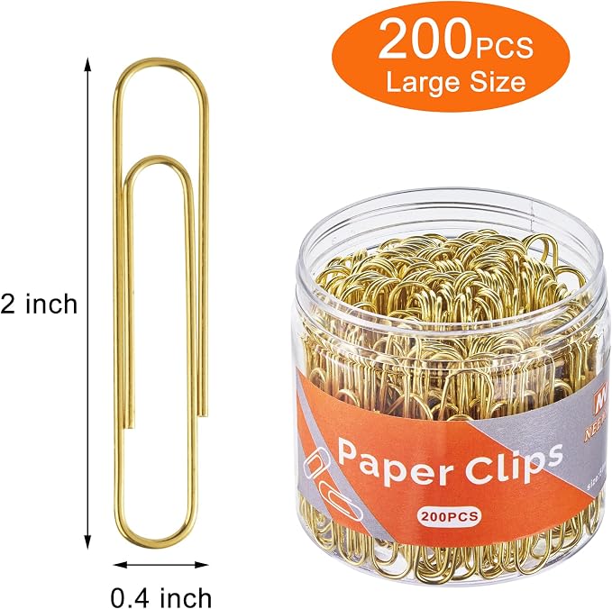 NEEWAY Gold Paper Clips, 2 Inch Jumbo Paperclips, Stylish Gold-Plated Paper Clip - Image 2