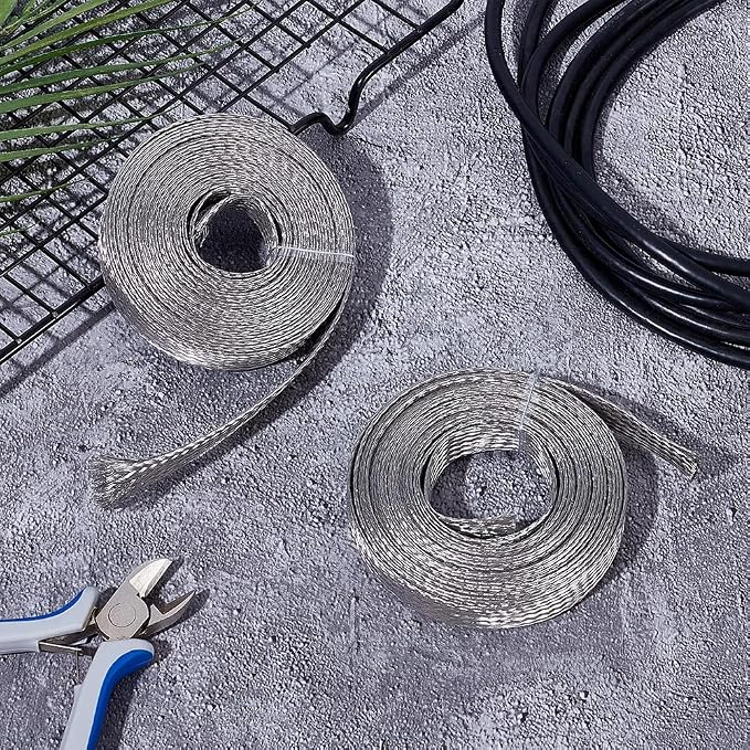 UNICRAFTALE 3/5 inch Wide Braided Sleeving Braid Stainless Steel Cable Wire - Image 2