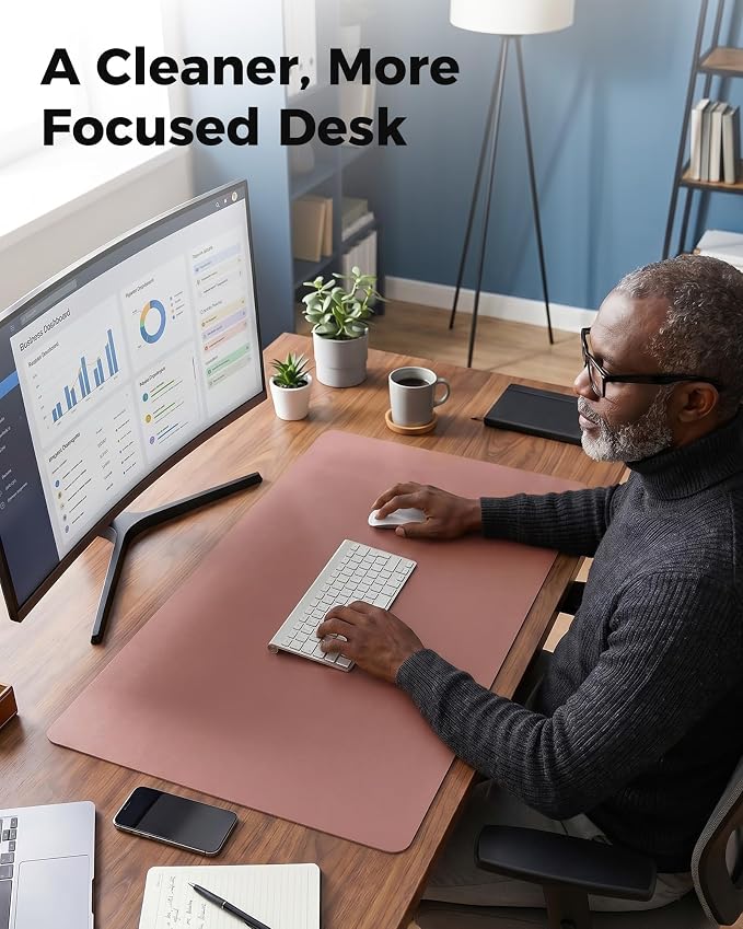 Aothia Dual-Sided Desk Mat, FSC Cork & PU Leather Desk Pad, Large Mouse Pad & - Image 7
