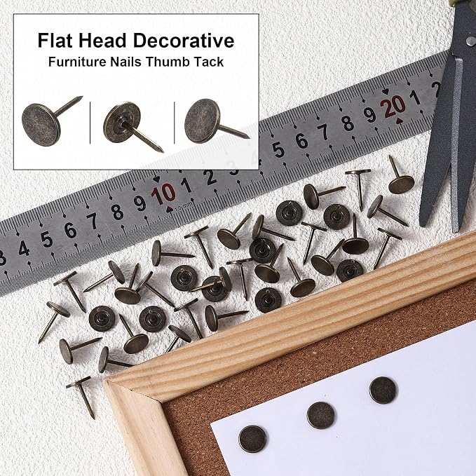 180pcs Metal Thumb Tacks, Heavy Duty Flat Head Push Pins, Upholstery Tacks - Image 5