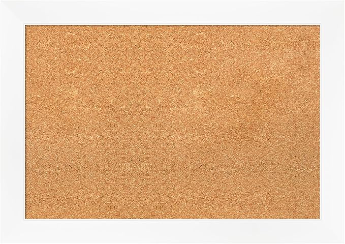 Amanti Art Natural Cork Board for Wall, 19x27 Vision Board with White Frame, Medium Corkboard Office Decor for Home Organization, Modern Corkboard Pinboard to Display Items for Home Organization in-DeskLoop Office