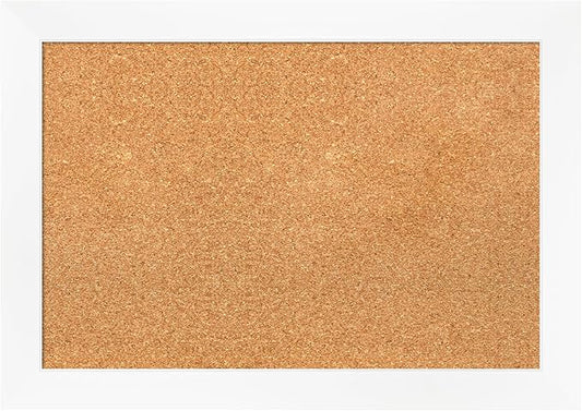 Amanti Art Natural Cork Board for Wall, 19x27 Vision Board with White Frame, Medium Corkboard Office Decor for Home Organization, Modern Corkboard Pinboard to Display Items for Home Organization in-DeskLoop Office
