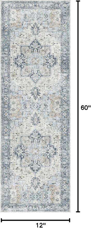 GENIMO Runner Rug 2x5, Machine Washable Non Slip Vintage Runner Rug, Low Pile - Image 2