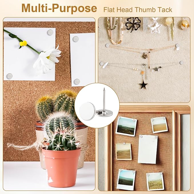 100pcs Metal Thumb Tacks, Heavy Duty Flat Head Push Pins, Upholstery Tacks - Image 5