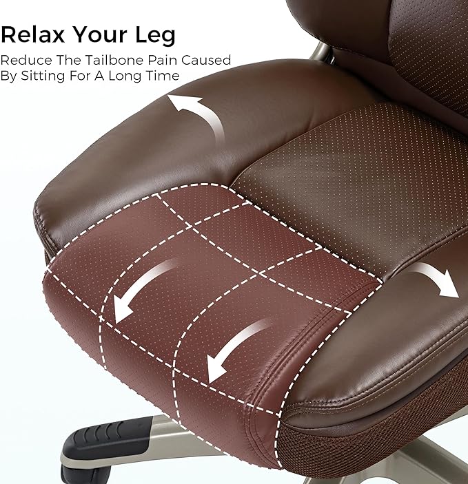 EUREKA ERGONOMIC Executive Office Chair Flip Up Arm Rest, Ergonomic Desk Chair Faux Leather Computer Chair, High Back Office Chair with Headrest, Home Office Desk Chairs with Wheels, Brown-DeskLoop Office