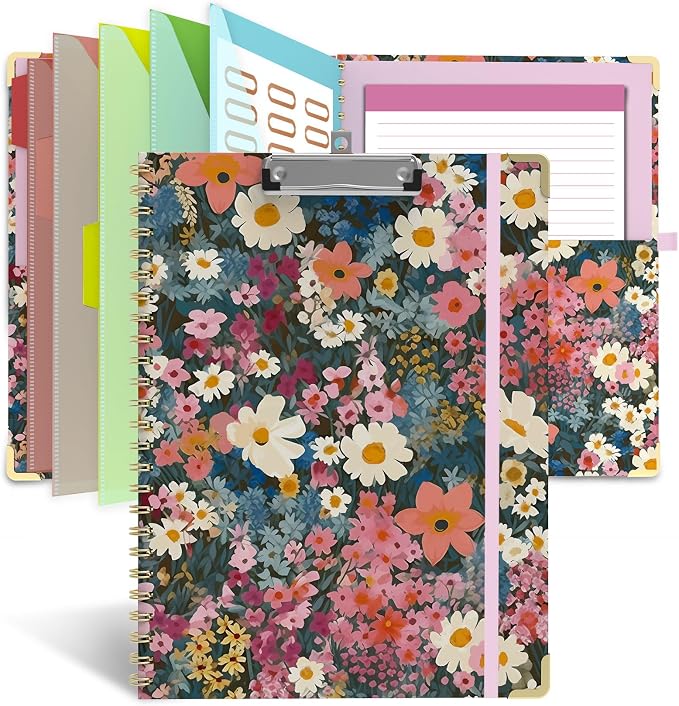Clipboard Folio with Notepad for Letter Size, 5 Extra Folders with Storage 10 by Geniershy