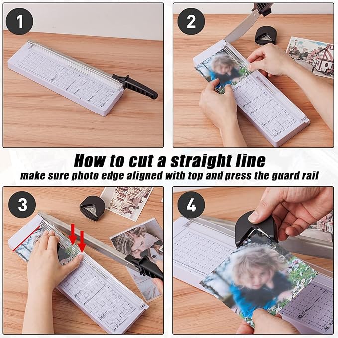 TIANSE Paper Trimmer 12” 8 to 12 Sheet Capacity Paper Cutter Guillotine with Safety Blade Lock Heavy Duty Plastic Base Paper Cutting Board for Home Office School White-DeskLoop Office