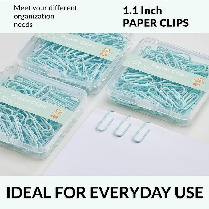 NEEWAY Small Paper Clips, 1.1 Inch Vinly Coated Colored Paperclips, 3 Pack of - Image 6