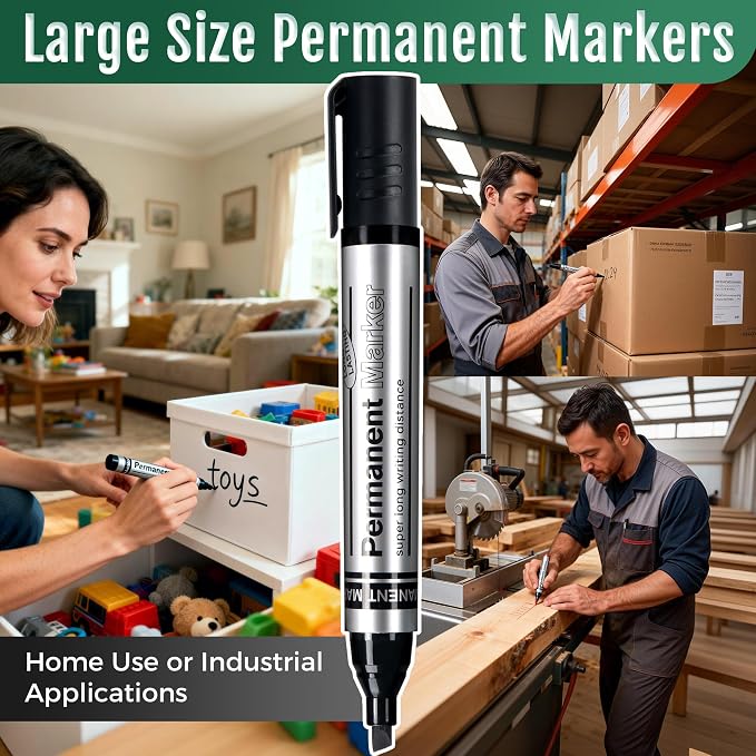 SELEAD Large Permanent Markers Black Red Blue Green - Image 2