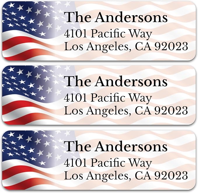 Personalized Patriotic Return Address Labels, Self-Adhesive Address Stickers on by BunnyBadges