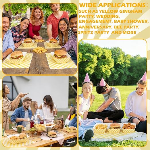 Geosar 100 Pcs Gingham Party Supply Disposable Paper Food Tray Bulk Disposable - Image 8
