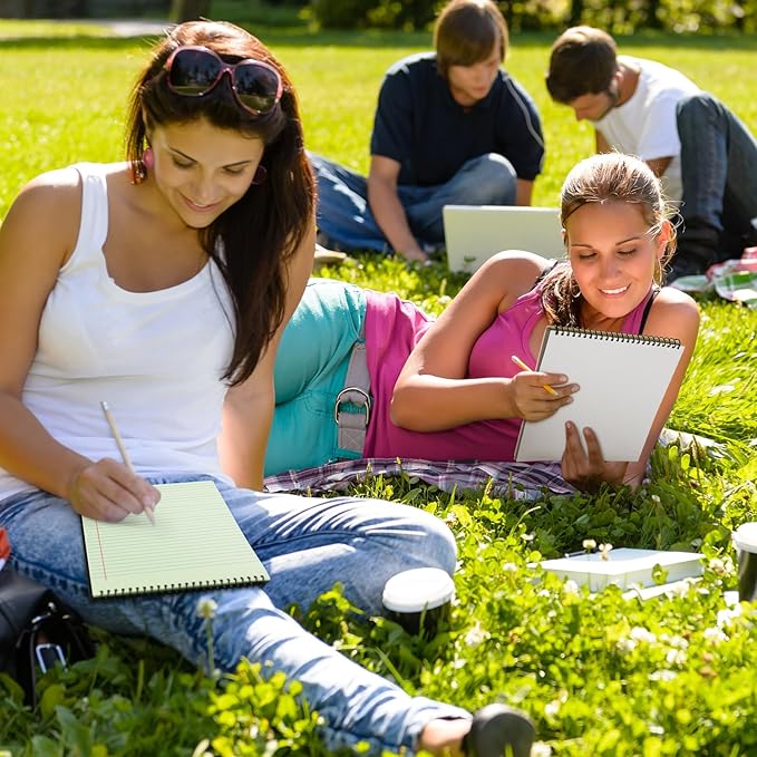 6 Pcs Legal Pad Top Spiral Bound Notebook 70 Sheets Wirebound Notepad Double Sided Ruled Memo Steno Book with Stiff Back Cover for Business(8.5 x 11 Inches,No Holes,Neutral Color)-DeskLoop Office