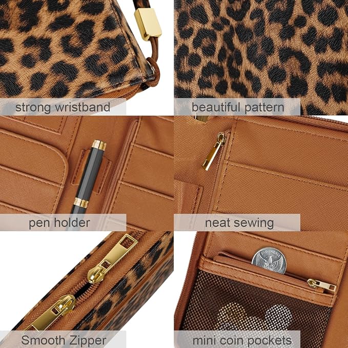 Family Passport Holder Wallet RFID Blocking Document Organizer PU Leather - Image 4