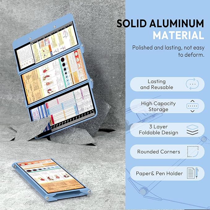 Nursing Clipboard Foldable, Foldable Clipboard w/Nursing Edition Cheat Charts - Image 3