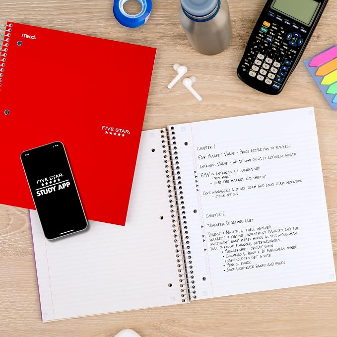 Five Star Spiral Notebook + Study App, 3 Subject, College Ruled Paper, 8-1/2" x - Image 3