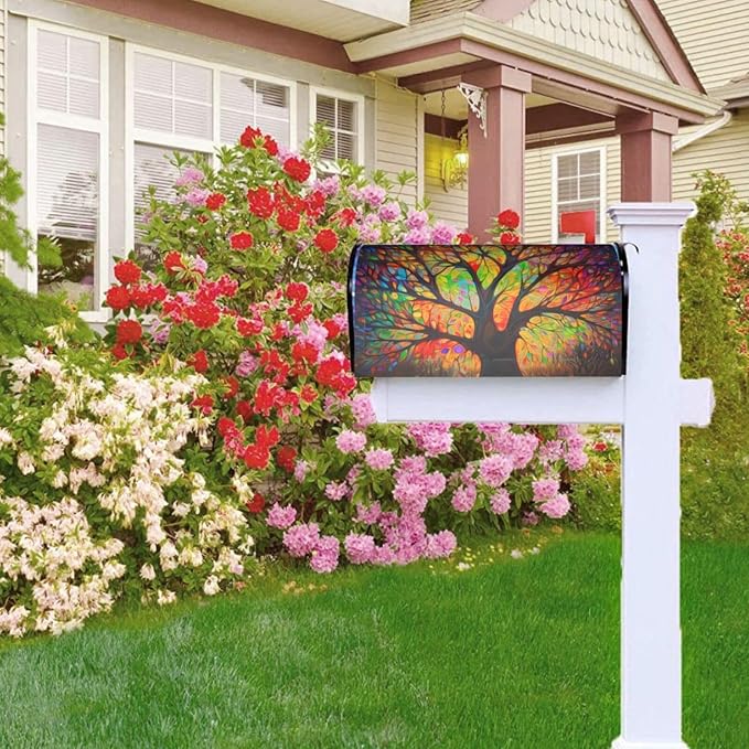 Tree of Life Welcome Magnetic Mailbox Cover, Colorful Forest Mailbox Wrap - Image 8