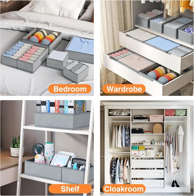 DIMJ Drawer Organizer Clothes, 15 Pack Underwear Organizer, Foldable Closet Bins - Image 4