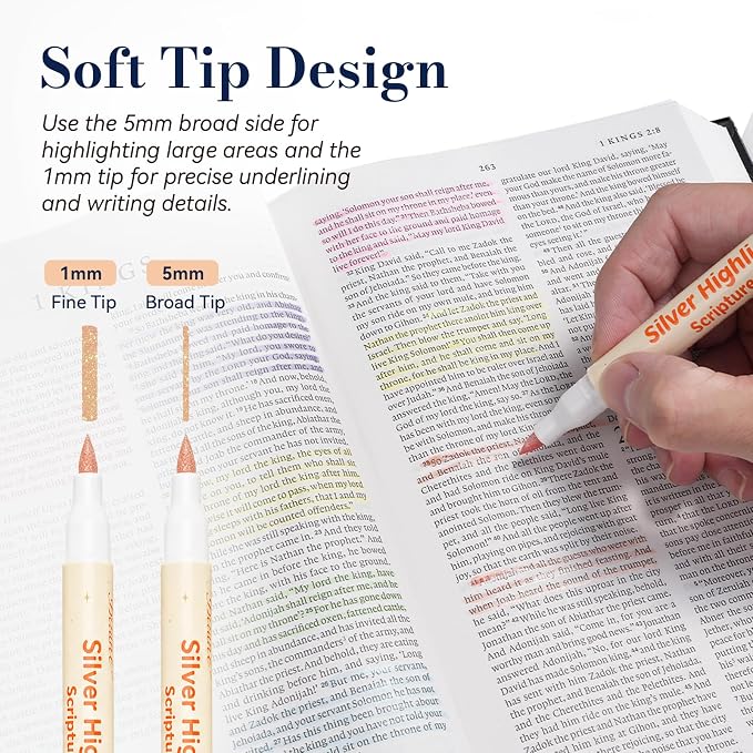 Highlighter Glitter Silver for Bible, No Overly Saturated, No Bleed | No Bleed - Image 5
