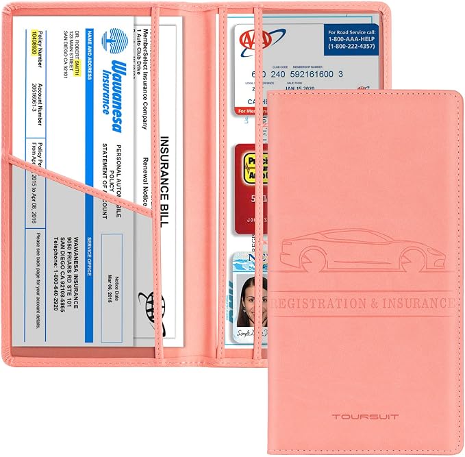 TOURSUIT Car Registration and Insurance Card Holder, Vehicle License Document by TOURSUIT