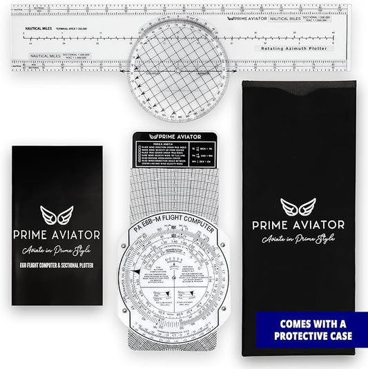 E6B Flight Computer for Pilots – Includes Aviation Plotter, Guidebook & Case – Compatible with IFR/VFR Charts – Flight Training Tool-DeskLoop Office