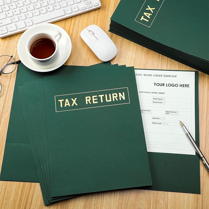Kosiz 300 Pcs Tax Return Folders Bulk 9 x 12 Inch 2 Pocket Gold Foil Stamped - Image 3
