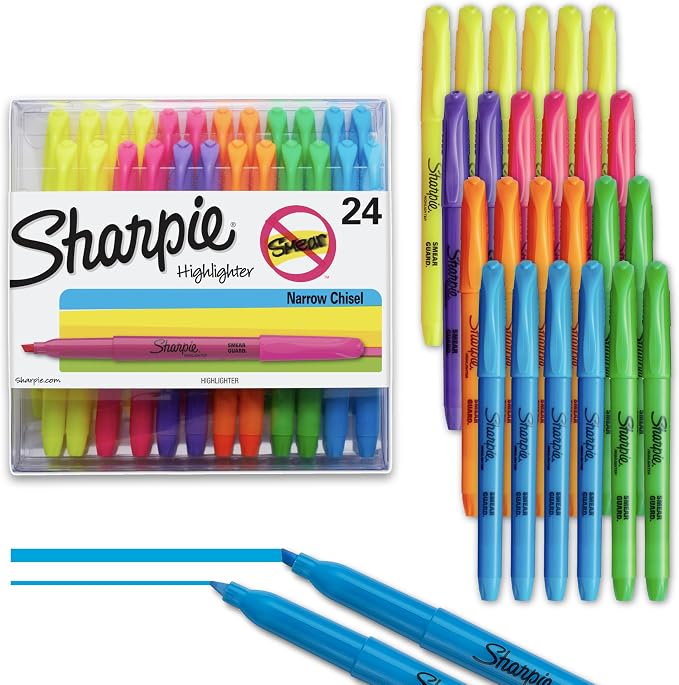 Sharpie Pocket Highlighters, Chisel Tip, Teacher Supplies by Unknown