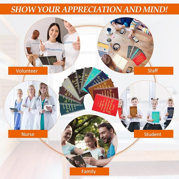 Colarr 24 Pcs A5 Inspirational Spiral Notebook Bulk Appreciation Gift 6x8 Inch Motivational Notepad 100 Page/50sheet Lined College Ruled Journal for Employee Coworker Teacher Nurse (Dark Colors)-DeskLoop Office