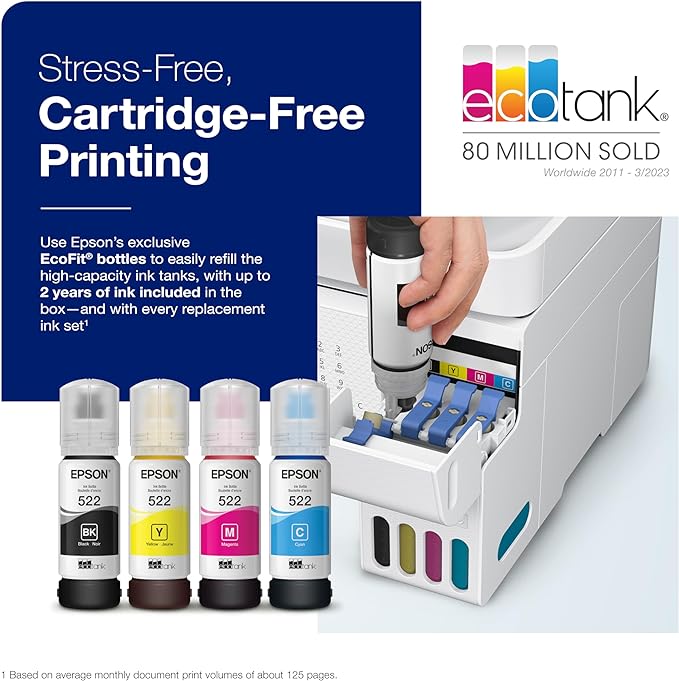 Epson EcoTank ET-4800 Wireless All-in-One Cartridge-Free Supertank Printer with Scanner & EcoTank ET-2850 Wireless Color All-in-One Cartridge-Free Supertank Printer with Scan-DeskLoop Office