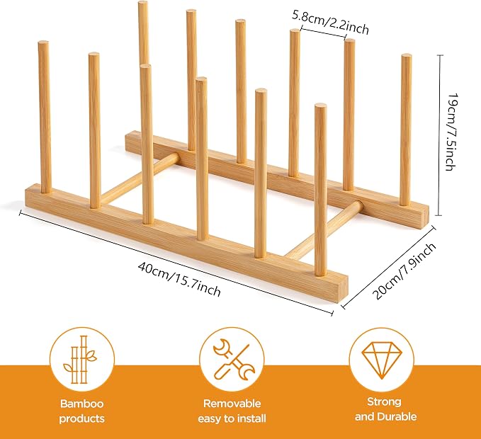 HBlife Desk File Organizer 5 Section Upright File Sorter, 1 Pack Bamboo File - Image 2