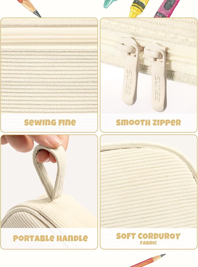 SUNEE Cute Pencil Case, Large Pencil Pouch, Aesthetic Big Pencil Bag - Image 4