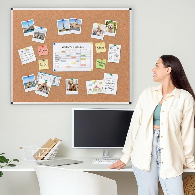 Large Cork Bulletin Board 48" X 48", Wall Mounted Notice Pin Board - Image 3