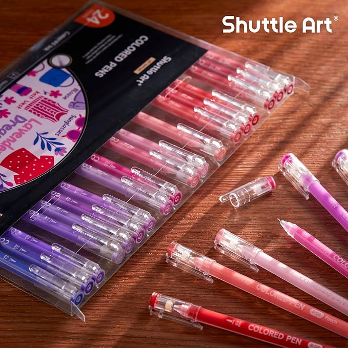 Shuttle Art Colored Pens, 24 Pink & Purple Tone Colors Cute Journal Pens 0.6mm - Image 8