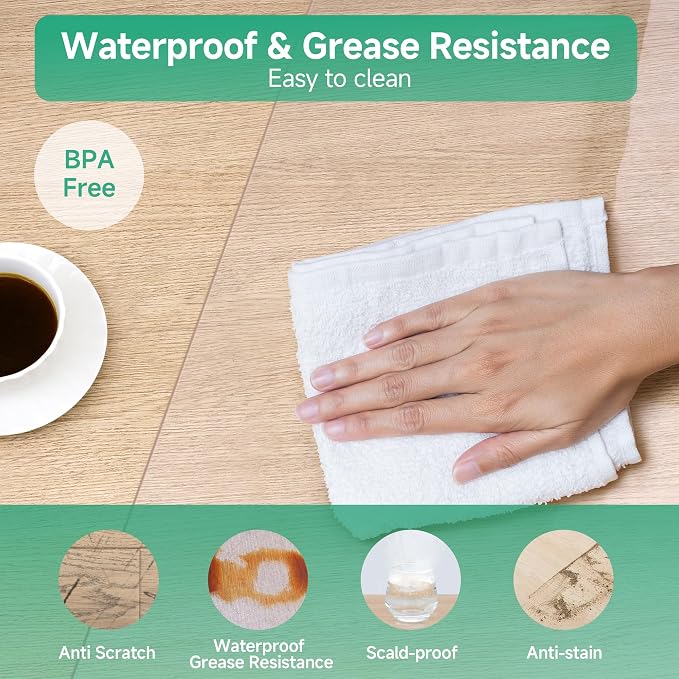 NATRKE Clear Table Protector 47.2"x23.6" Inch, 1.5mm Thick, Waterproof PVC - Image 3