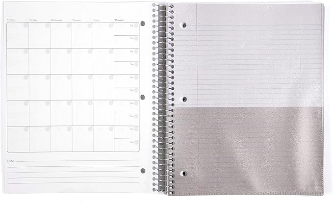 Mintra Office Durable Spiral Notebooks, 5 Subject (Teal, College Ruled 1pk)