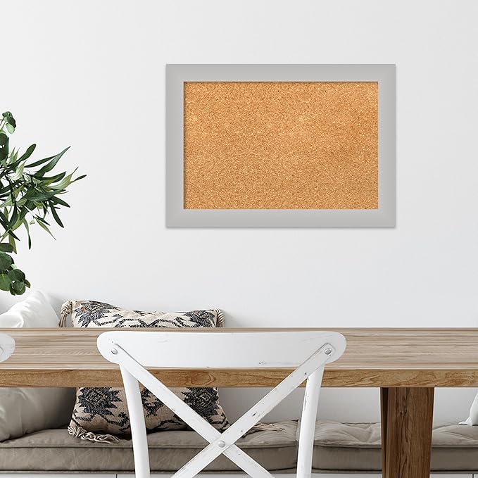 Amanti Art Natural Cork Board for Wall, 15x21 Vision Board with Silver Wood Frame, Small Corkboard Office Decor for Home Organization, Modern Corkboard Pinboard to Display Items for Home Organization-DeskLoop Office