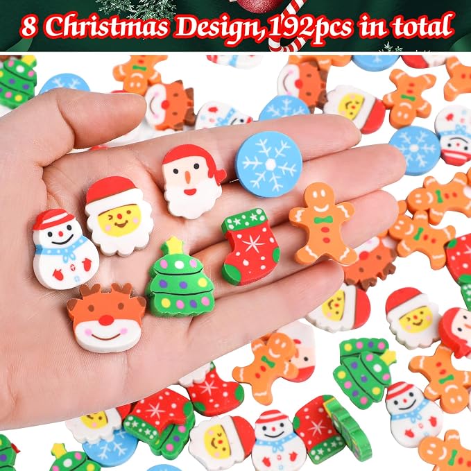 FOIMAS 192pcs Christmas Erasers - Image 2