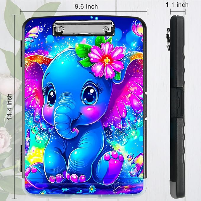 Blue Elephant Flowers A4 Clipboard - Image 3