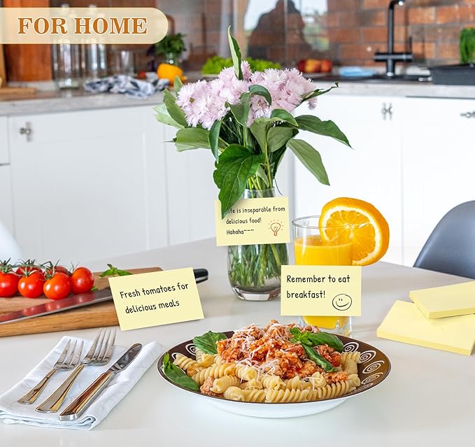 (16 Pack) Large Sticky Notes 3x5 in Yellow, 1600 Pcs Self-Stick Pads, Clean Removal, 100 Sheets/Pad Super Adhesive Sticky Pads Recyclable for Notebook, Meeting, Office, Shool, Home-DeskLoop Office