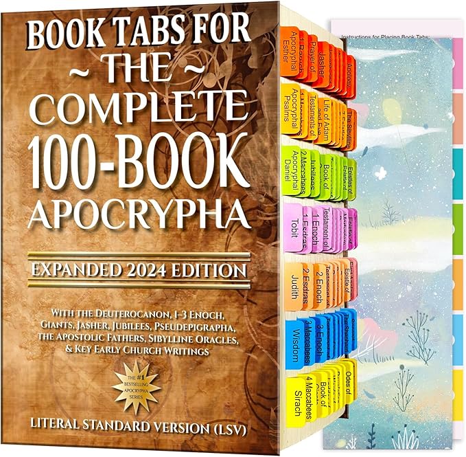 Index Tabs for The Complete 100-Book Apocrypha,2024 Edition 72 Color Coded Laminated Durable Tabs, 68 Books Chapter Tabs, 4 Blank Tabs,1 Placement Guide Card (Book Not Included)-DeskLoop Office