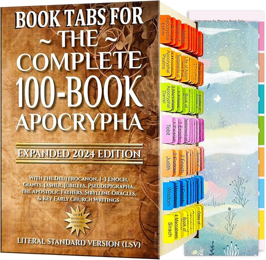 Index Tabs for The Complete 100-Book Apocrypha,2024 Edition 72 Color Coded Laminated Durable Tabs, 68 Books Chapter Tabs, 4 Blank Tabs,1 Placement Guide Card (Book Not Included)-DeskLoop Office