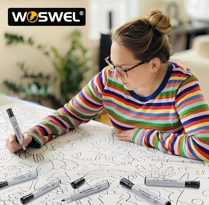 WOSWEL 100 Pack Permanent Markers Bulk, Chisel Tip, Jumbo Thick Large Permanent - Image 7