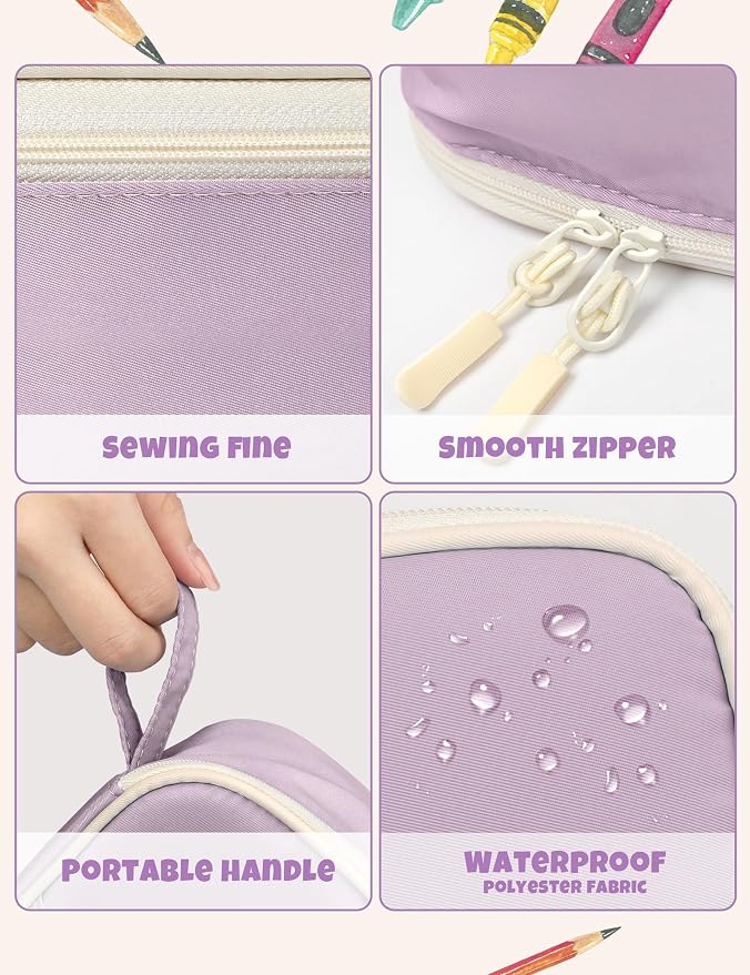 SUNEE Cute Pencil Case, Aesthetic Pen Pouch, Colored Large Pencil Bag - Image 6