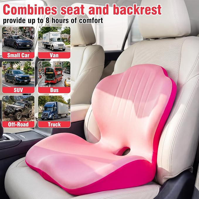 Car Seat Cushion with Lumbar Support Pillow, Memory Foam Office Chair Cushion - Image 2
