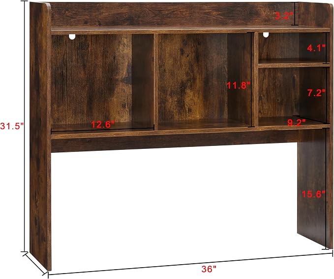 Nromant Desktop Bookshelf, Wooden Desk Storage Hutch - Image 2