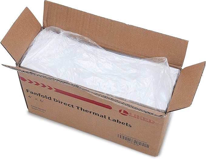 L LIKED 3000 Fanfold 4" x 6" Direct Thermal Labels, with Perforated line for Thermal Printers - Compatible with Zebra & Rollo Printer (4" x 6" - 3000 Labels)
