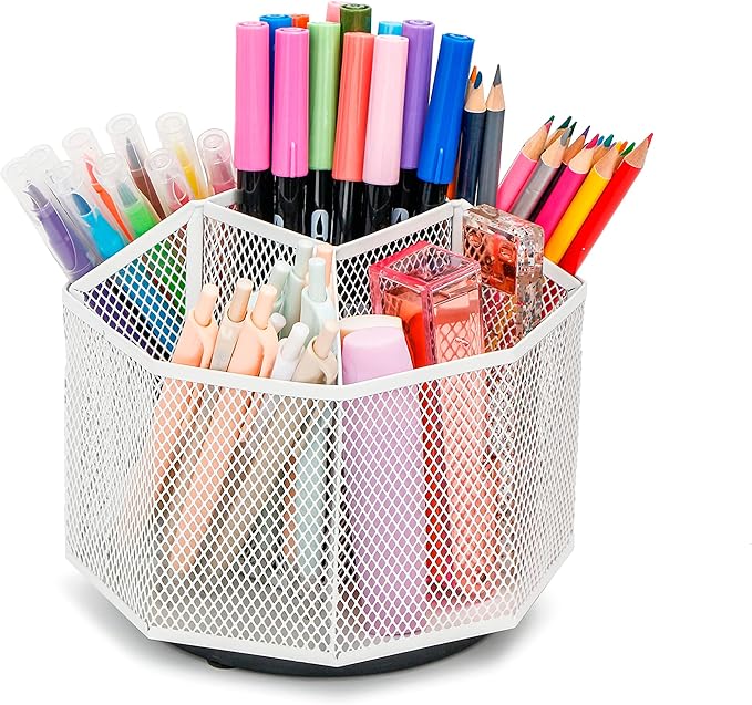 Exerz Desk Organiser/Mesh Desk Tidy Candy/Pen Holder/Multifunctional Organiser 360 Rotating-DeskLoop Office