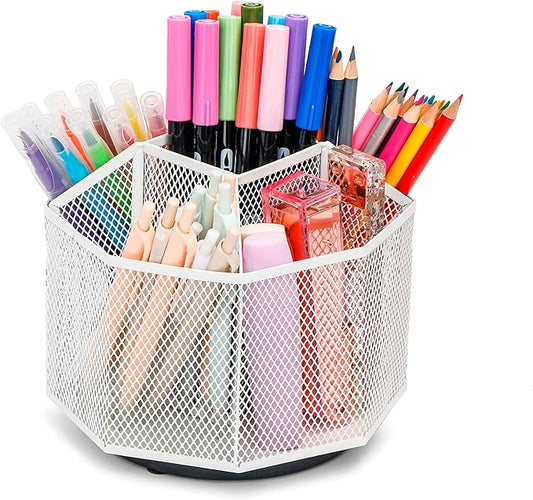 Exerz Desk Organiser/Mesh Desk Tidy Candy/Pen Holder/Multifunctional Organiser 360 Rotating-DeskLoop Office