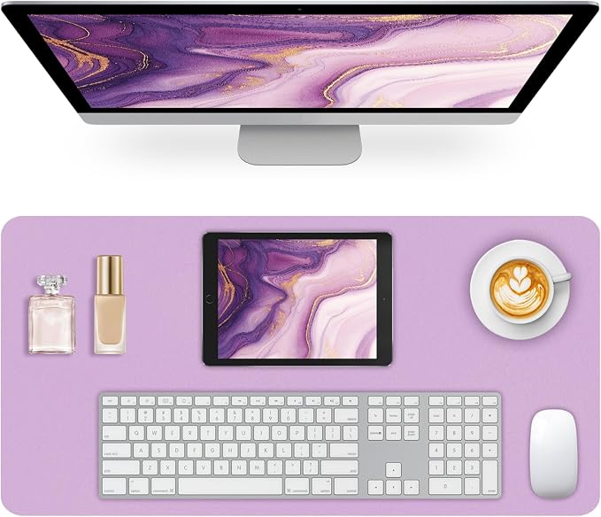 Non-Slip Desk Pad Mat, Leather Purple Desk Mat by Meetcolor